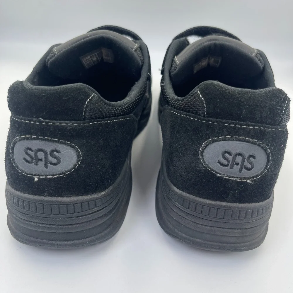 SAS JV Men's 12S Black Leather Mesh Walking Shoes Tripad Comfort